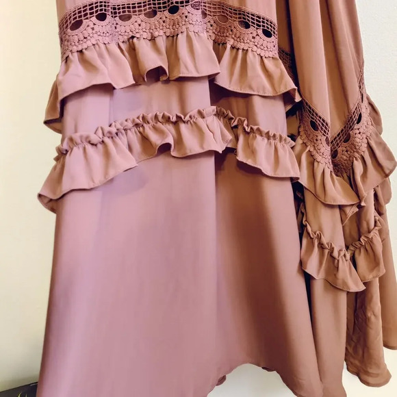Baltic Born Jasmine Ruffle Maxi Dress in Rosy Brown Size Small - Picture 8 of 10